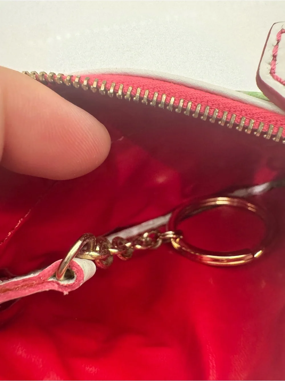 Dooney & Bourke Pink Floral Zip Card Pouch with White Trim